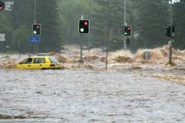 Street view of a flooded city